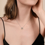 White Sapphire Multiple Row Pendant Necklace in 14K Yellow Gold & Sterling Silver