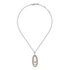 Multi-Row Oval Pendant Necklace in 14K Yellow Gold & Sterling Silver