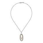 Multi-Row Oval Pendant Necklace in 14K Yellow Gold & Sterling Silver