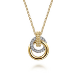 Diamond Interlocking Circle Necklace in 14K Two Tone Gold