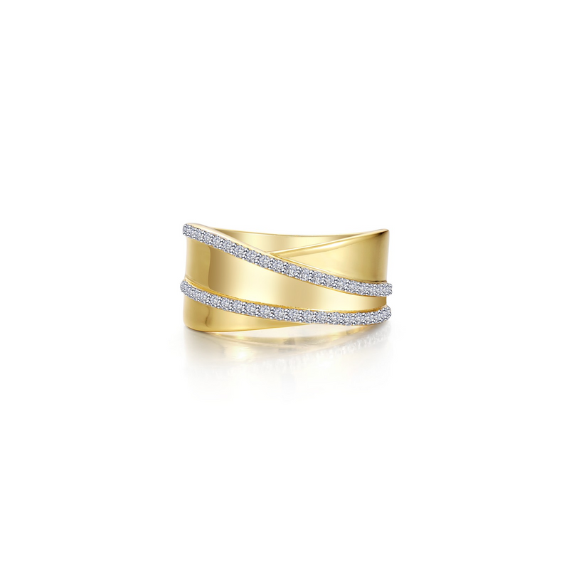 Simulated Diamond Fashioned Band in Gold Plated Sterling Silver