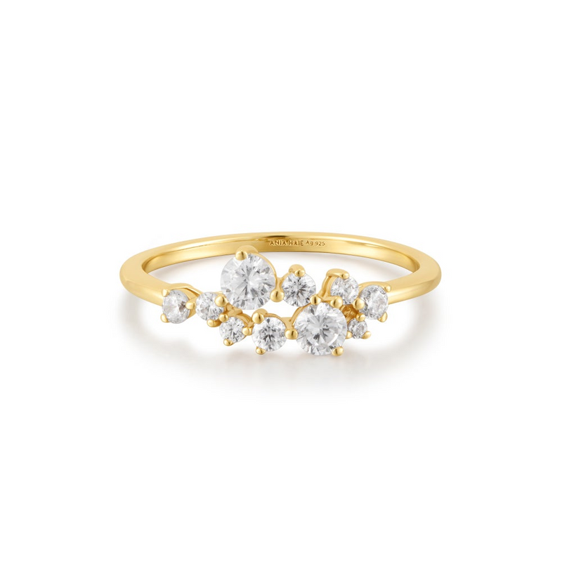 Floral Cluster Ring in Gold Plated Sterling Silver