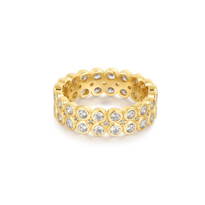 Double Row Bezel Eternity Band in Gold Plated Sterling Silver