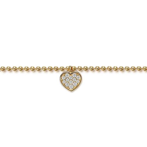 White Sapphire Heart Bracelet in 14K Yellow Gold