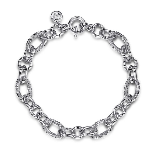 Textured Link Bracelet in Sterling Silver