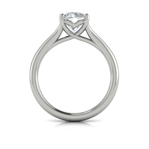 Solitaire Split Shoulder Engagement Ring in 14K White Gold