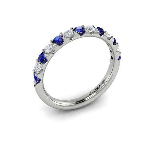 Sapphire & Diamond Band in 14K White Gold