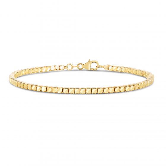 Cube Bangle Bracelet in 14K Yellow Gold